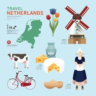 Netherland Flat Icons Design Travel Concept Vector