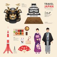 Japan Flat Icons Design Travel Concept Vector N2