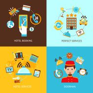 Hotel icons flat set