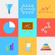 Flat icons for process of outsourced N2