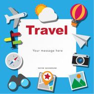 Paper note and travel icons set