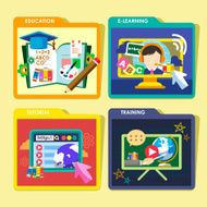 education concepts icons set in flat design N2