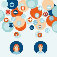 Men Women with thinking bubbles Flat design modern Vector bubble