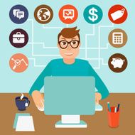 Vector self employed man in flat style N3