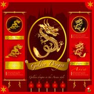 Golden Dragon on a red background infographic N6