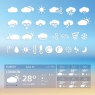 Set of seather icons and widget