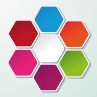 Four Colorful Paper Hexagons N3