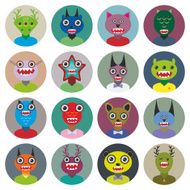 Cute cartoon Monsters Set Big collection on white background vector