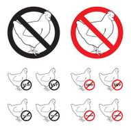 Set of Chicken sign NO - red black white