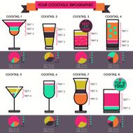 Vector cocktails infographic set flat style