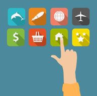 Hand with flat icons vector illustration N2