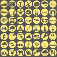 Travel Vacations Beach resort set icons Elements for creating N5