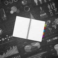 Blank Notebook on Infographic Blackboard - Chalkboard