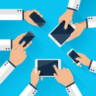 Concept of team business using tablet and mobile phone N3