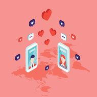 People messaging on St Valentines day Social network N2
