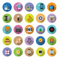 flat icons collection with long shadow N7