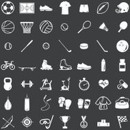 vector set of 49 white icons for sports store