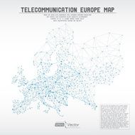 Abstract telecommunication Europe map concept with circles and lines N2