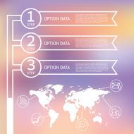 Infographic world map and step ribbon