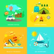 summer travel icons set in flat design N2