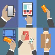 Set of business hands action concepts N7