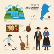 Travel Concept Argentina Landmark Flat Icons Design Vector