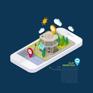 Flat landscape street infographic 3d isometric concept on the phone N2