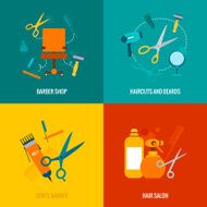Barber shop flat icons composition
