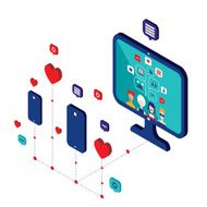 Social network and technology concept Modern flat isometric design N15