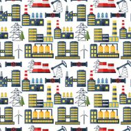 Plants and factories vector seamless pattern background N3
