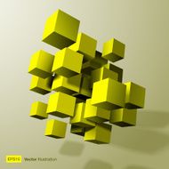 Abstract composition of yellow 3d cubes
