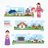 Travel and Building asia Landmark korea japan thailand Templat