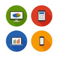 Responsive Design Flat Icons Set Vector