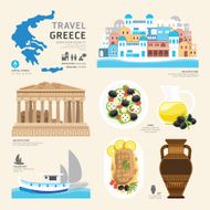 Travel Concept Greece Landmark Flat Icons Design Vector N2