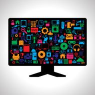 monitor and icons set N2