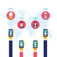 Hand holdingsmart phone with icons Social network Successful business concept N2