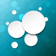 Paper round bubbles over blue