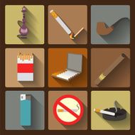 Smoking and accessories icons set N4