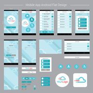 Mobile Android Flat Interface with Icons