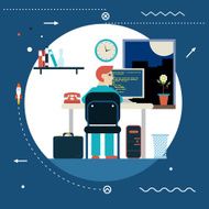 Programming and Web Development Concept Symbol Programmer Works at Work N2