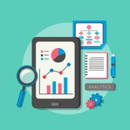 flat design icon set of analytics elements N4
