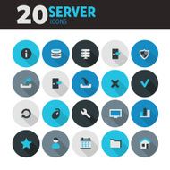 Blue flat round button server icons N2