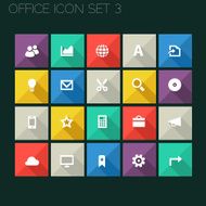 Flat style office icons set 3