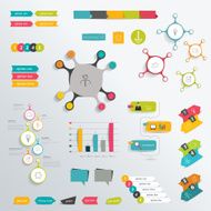 Infographics flat elements Folder with diagrams speech bubbles and graphs
