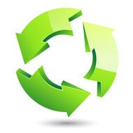 Vector green recycle symbol on isolated white background