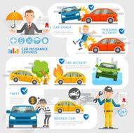 Car insurance business character and icons template