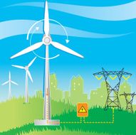 Wind turbine farm produces electricity