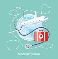 Medical Tourism Icon of Traveling and Treatment