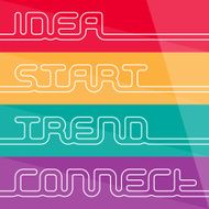 Set of covers with words - idea start trend connect