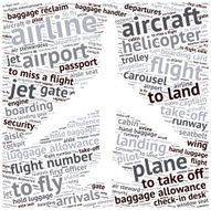 Airport info-text graphics and arrangement concept (word cloud) N2